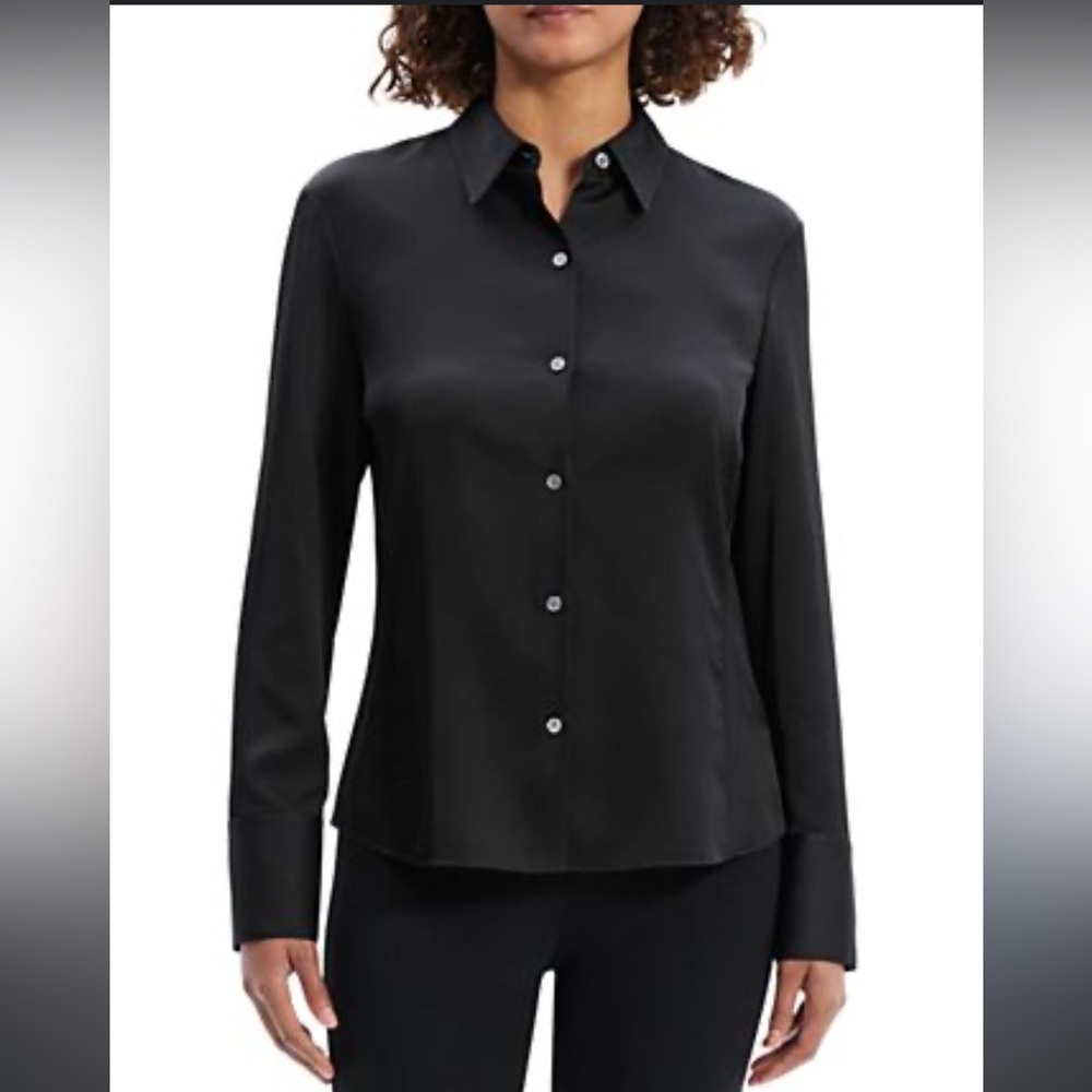 Theory Button Down 100% Silk Blouse